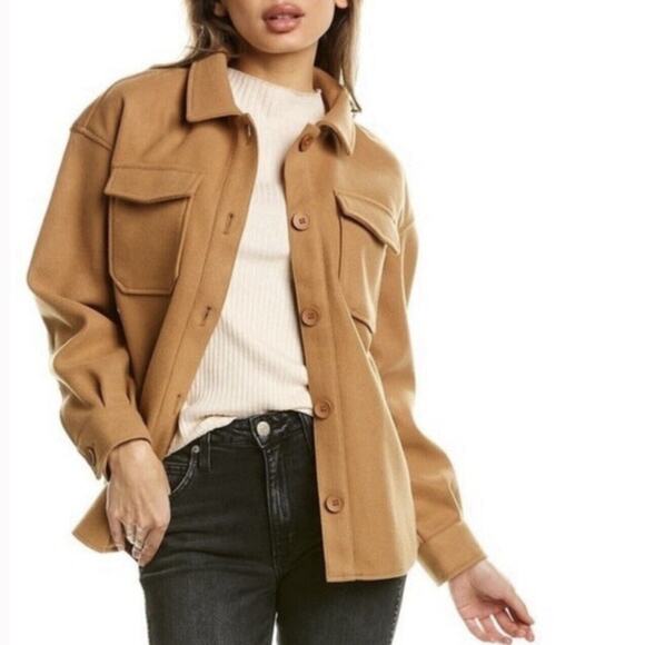 Avec Les Filles Tops - NWT Avec Les Filles Anthropologie Cognac Brown Shirt Tail Button Up Shacket